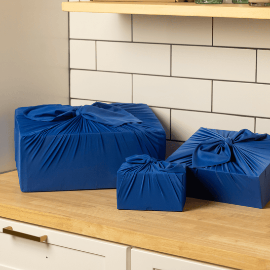 Set of 3 (S, L, XL) Reusable Cloth Furoshiki Gift Wrap | Deep Blue-0