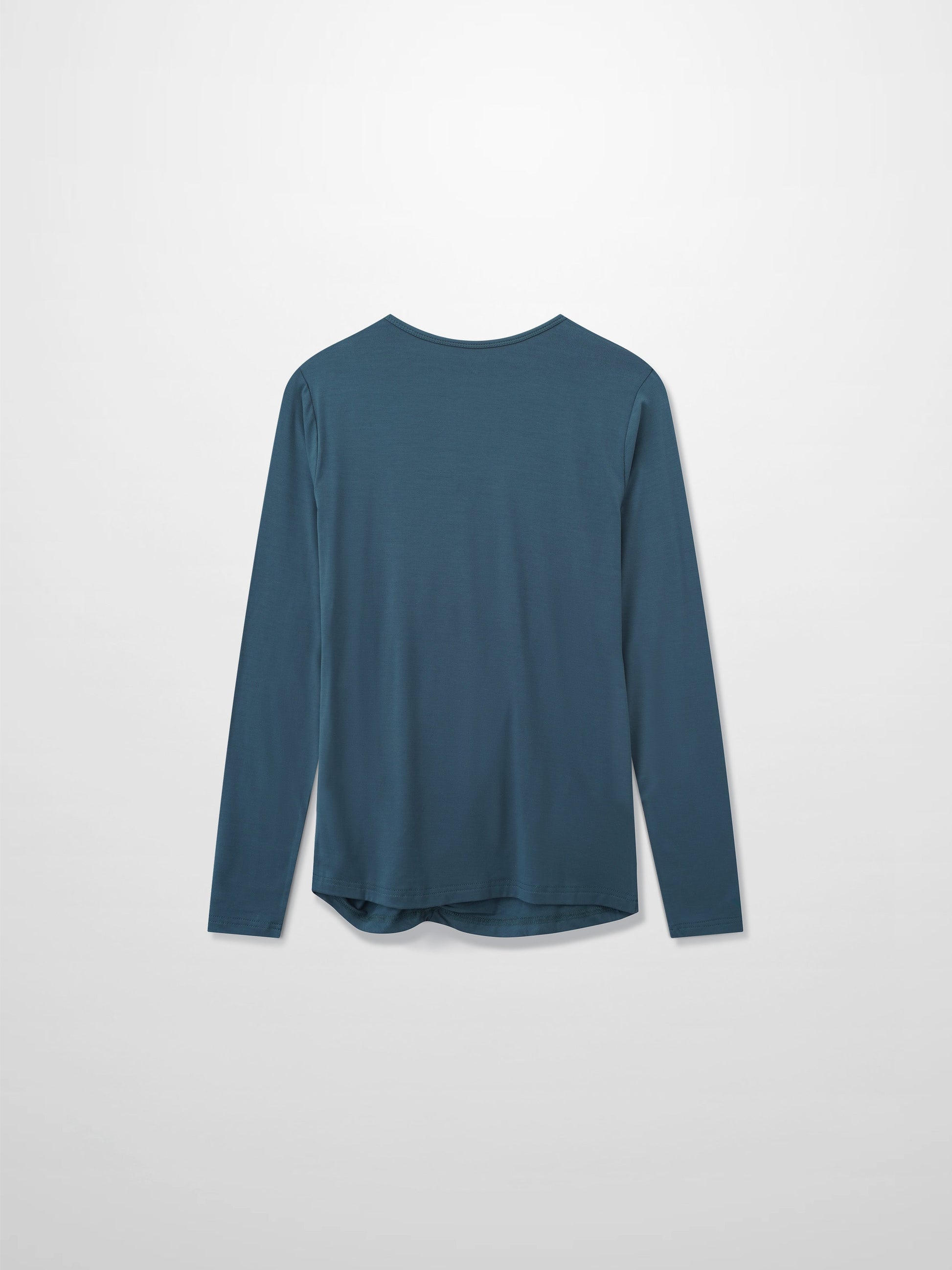 Curved Gathered Detailed T-Shirt-Denim Blue-2