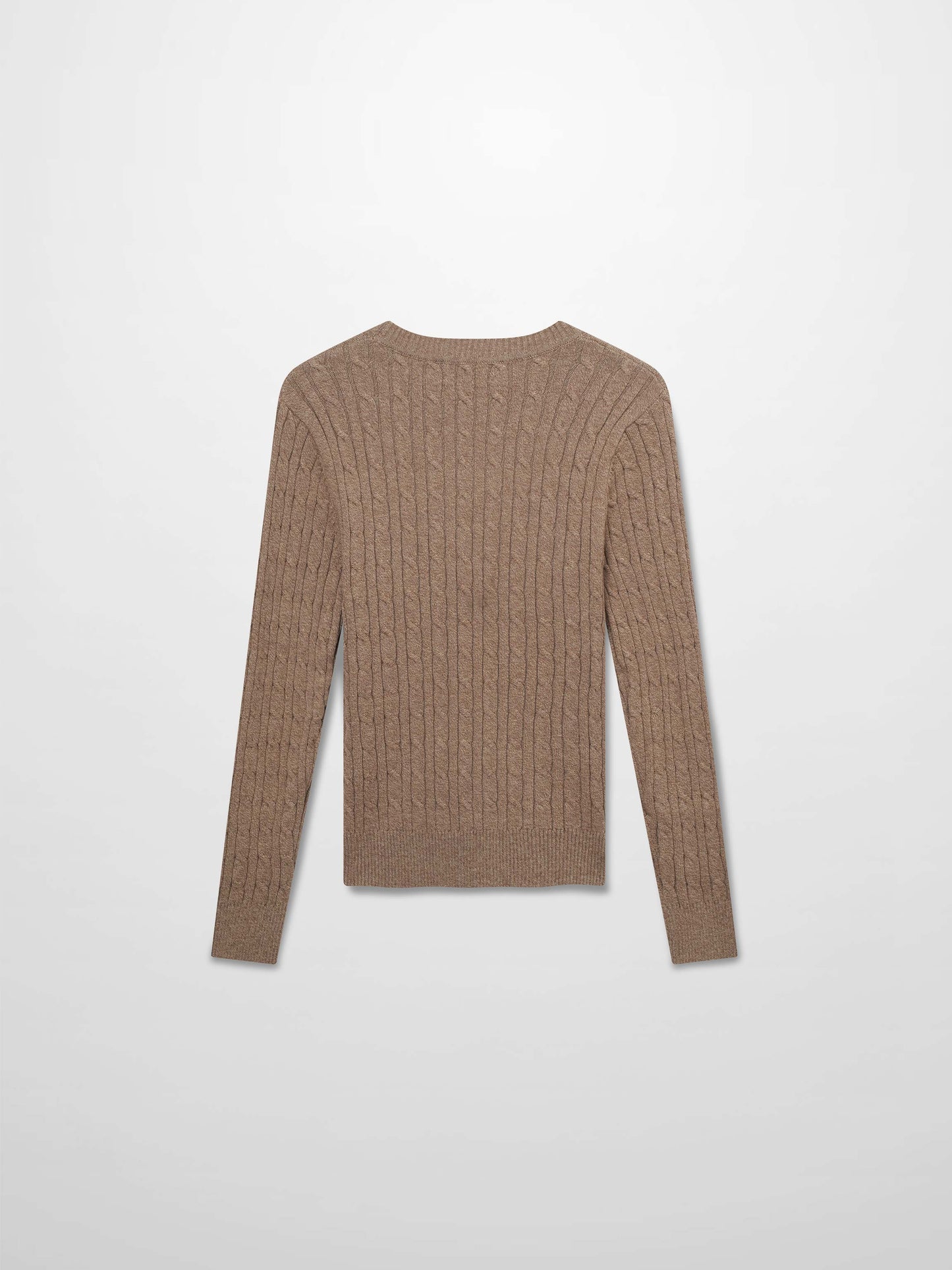 Crew Neck Cable Sweater-Heathered Camel-1