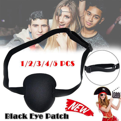 1/2/3/4/5Pcs Adjustable Strap Eye Patch Soft Concave Design Washable Black Cover-0