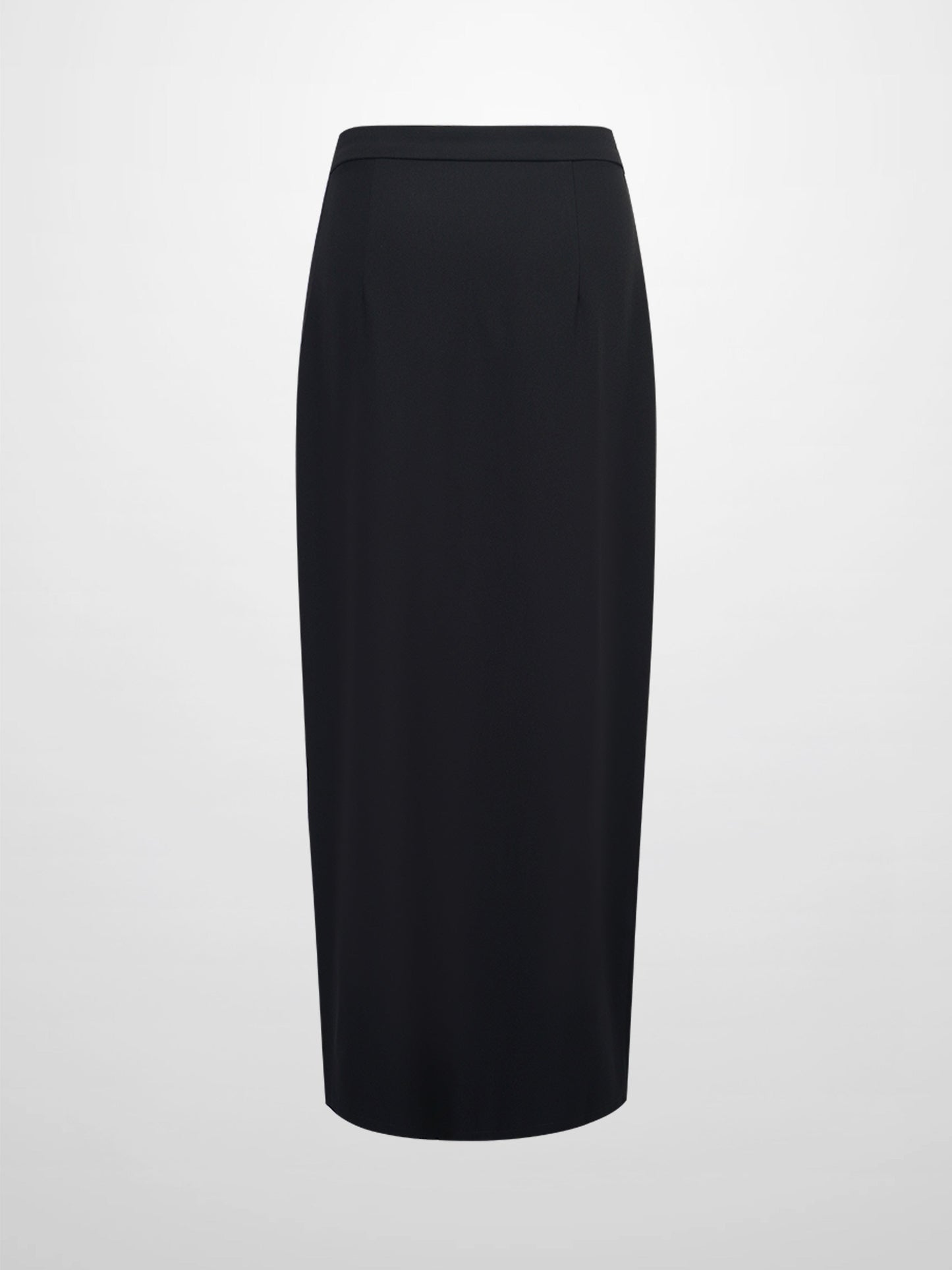 Gold Button Straight Pocket Skirt-Black-2