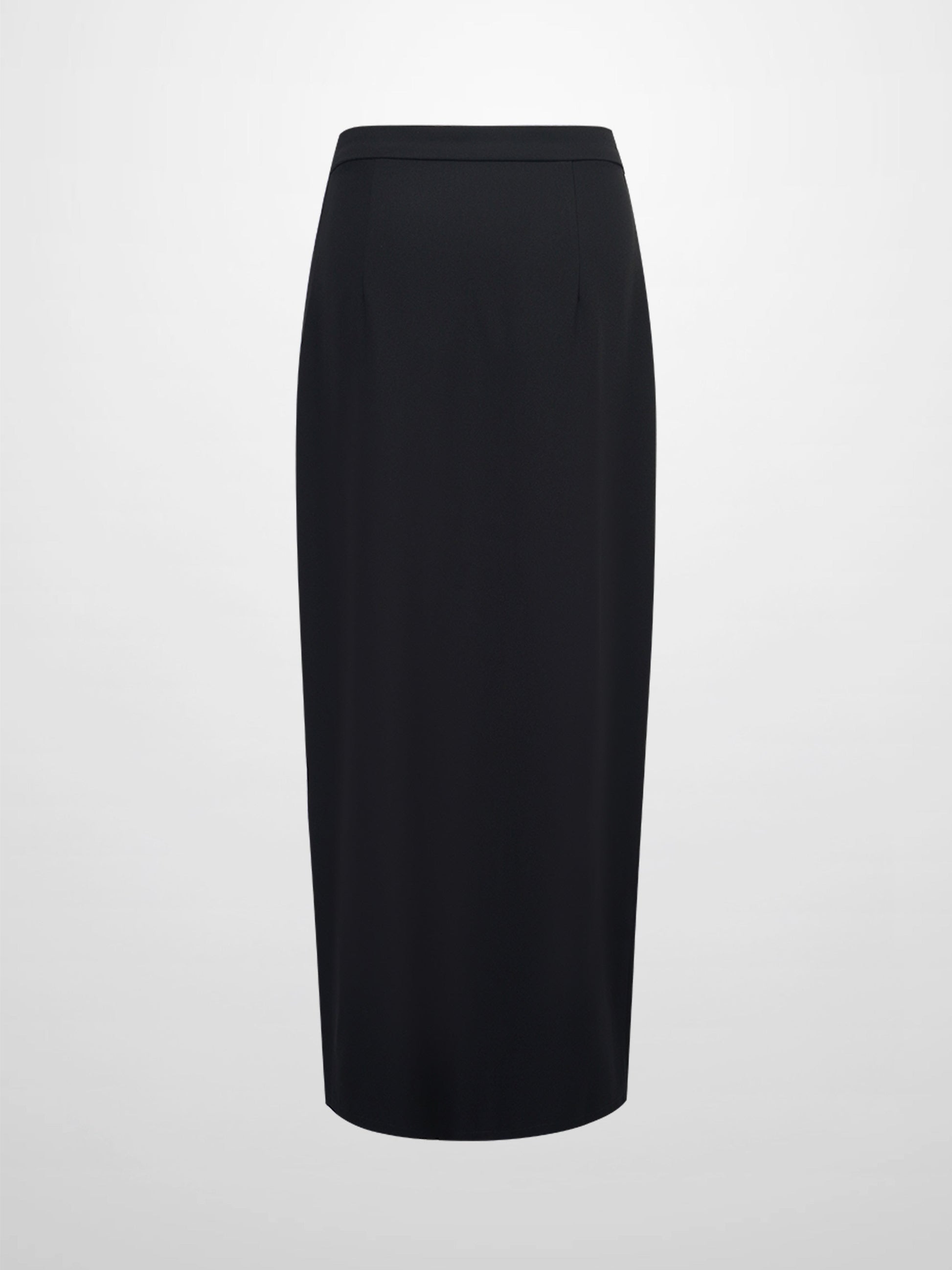 Gold Button Straight Pocket Skirt-Black-2