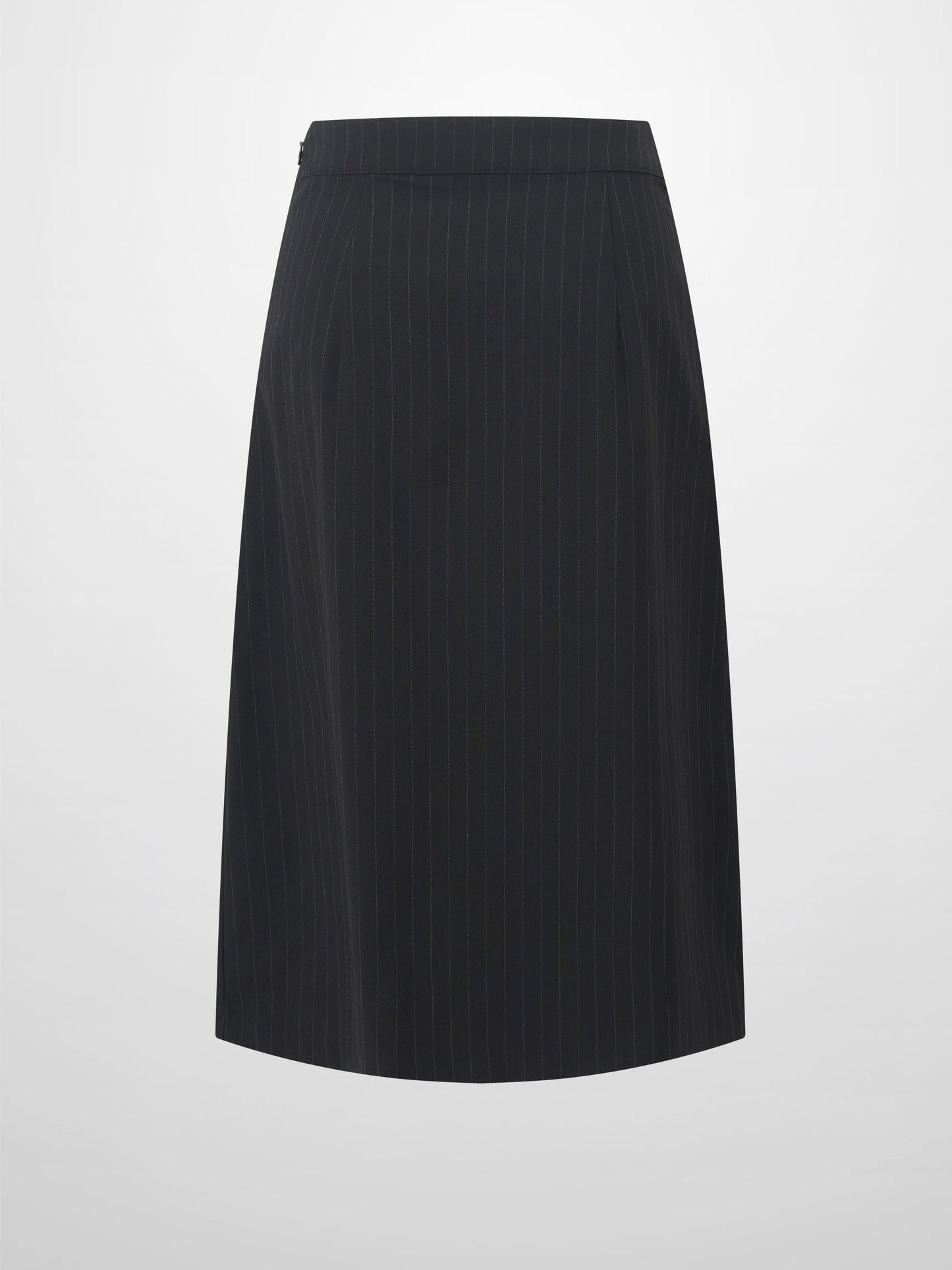 Faux Wrap Pleated Front Buckle Skirt-Pinstripe/Plaid-2