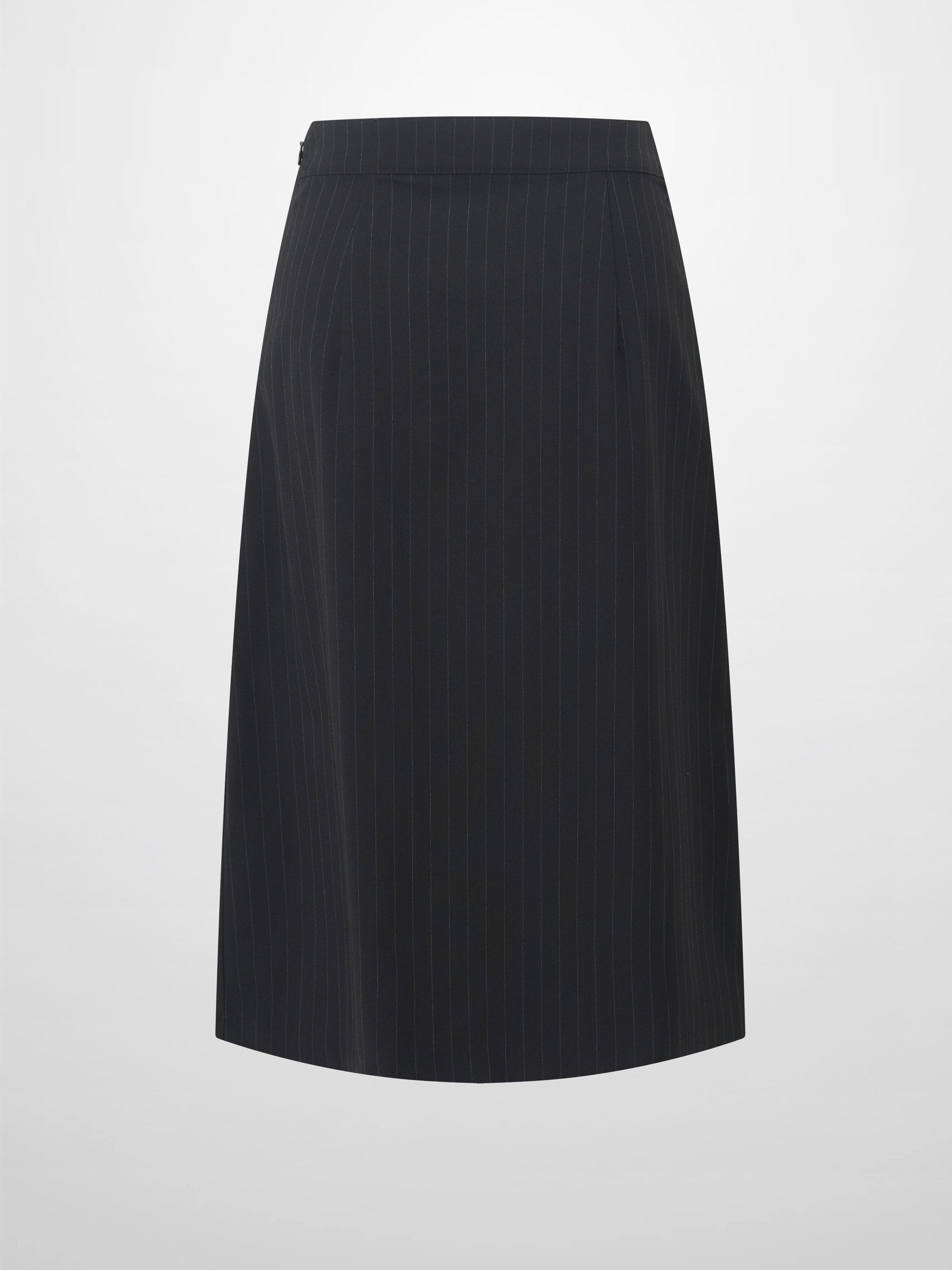 Faux Wrap Pleated Front Buckle Skirt-Pinstripe/Plaid-2