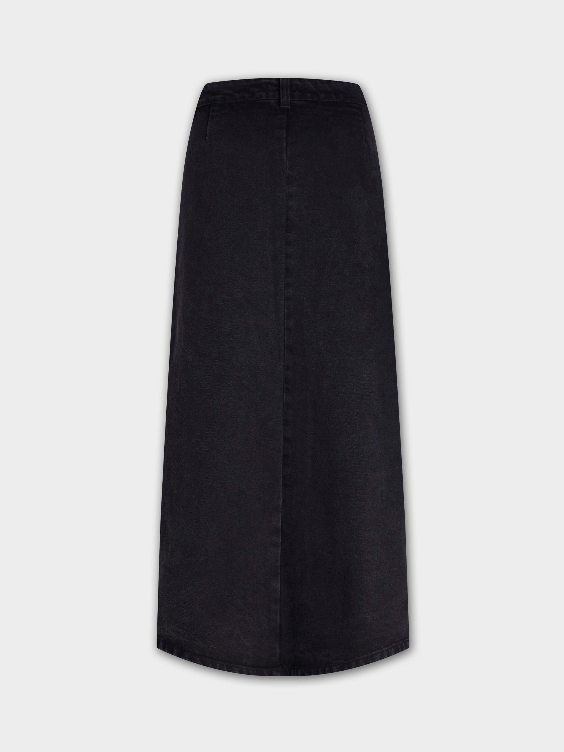 Button Down Straight Denim Skirt-1