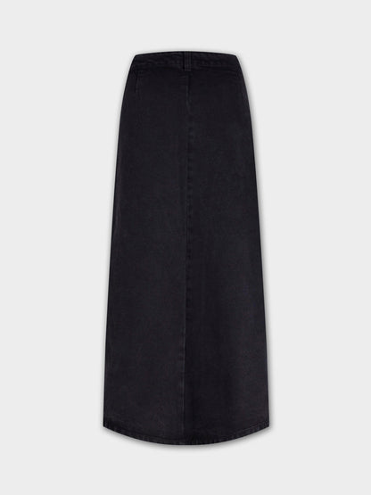 Button Down Straight Denim Skirt-1