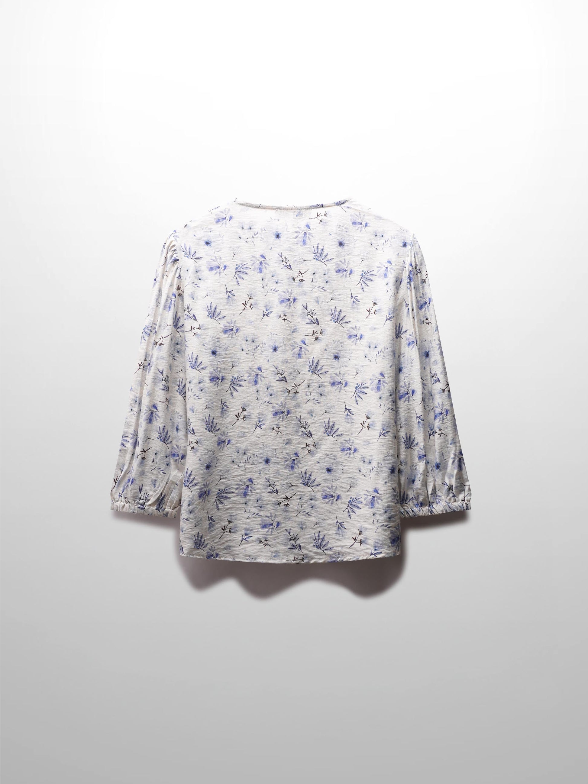 Puff Sleeve Button Down Blouse-Poppy Blue-2