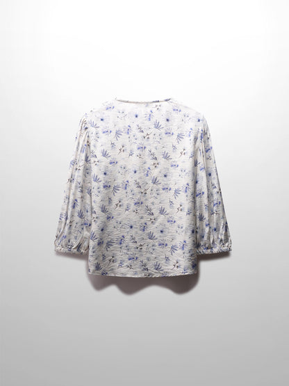 Puff Sleeve Button Down Blouse-Poppy Blue-2