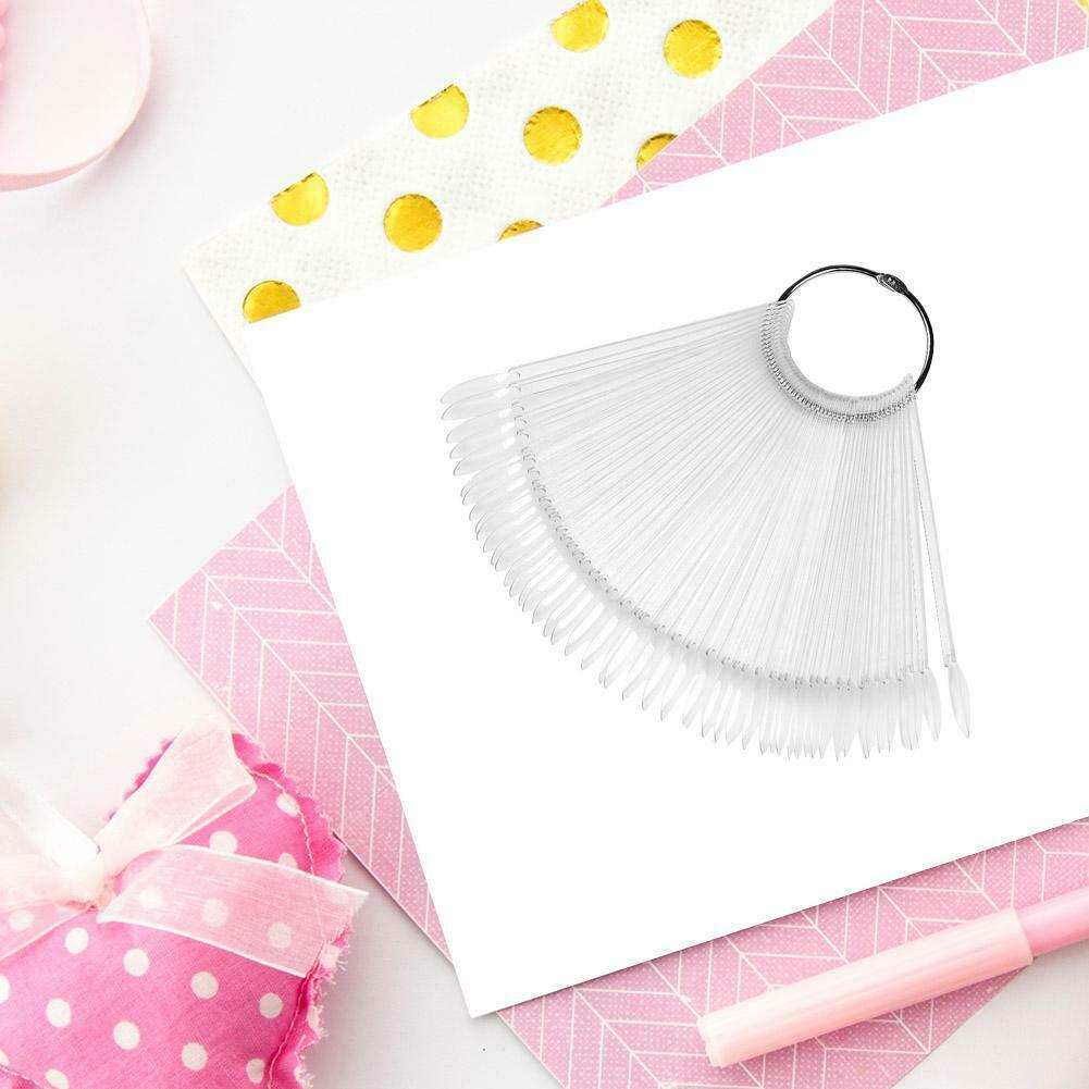 50Pcs Round Head Iron Ring Fan Color Card Oval Fake Nail Practice Tools-3