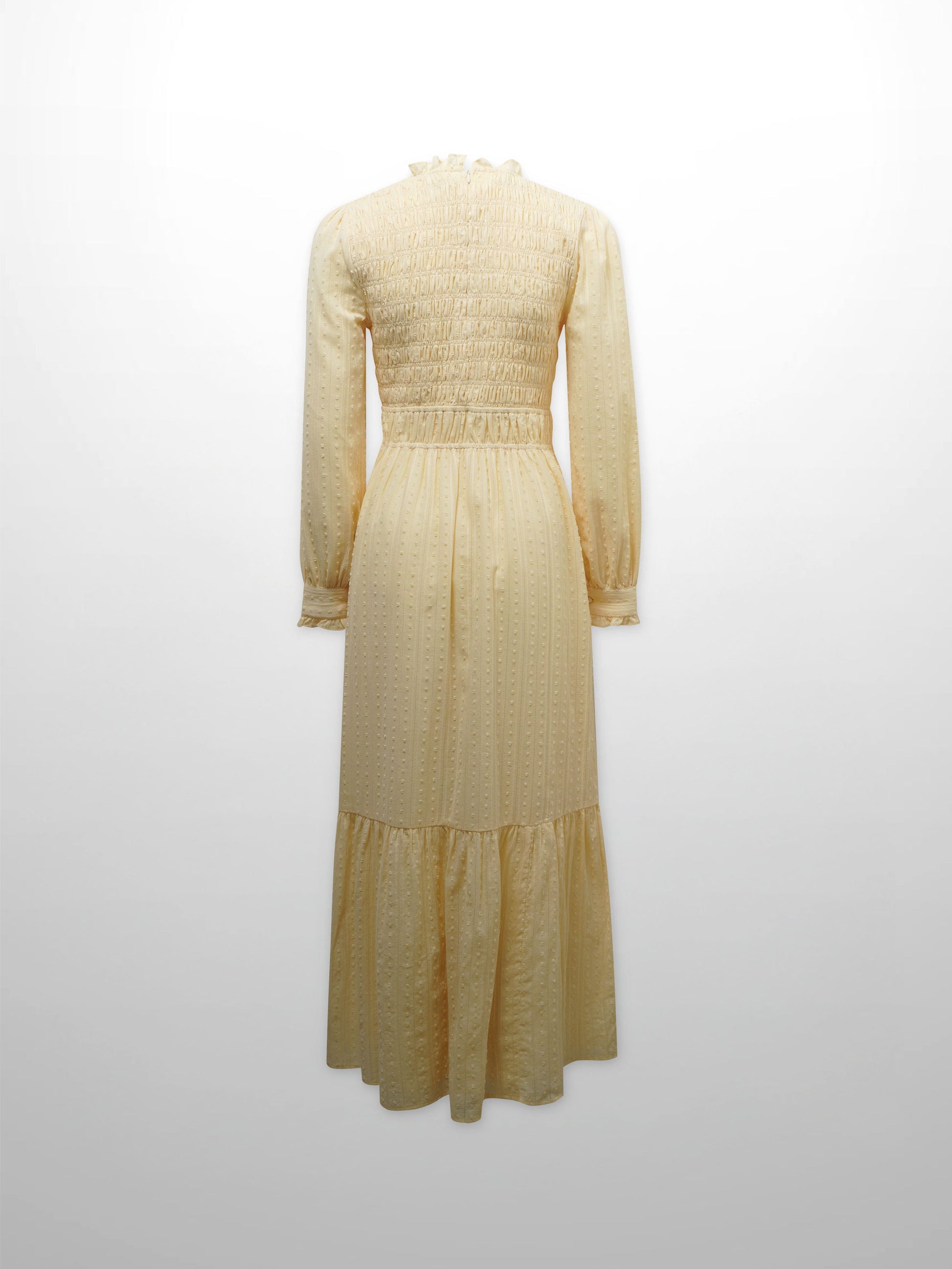 Swiss Dot Ruched Top Dress-Cream-1