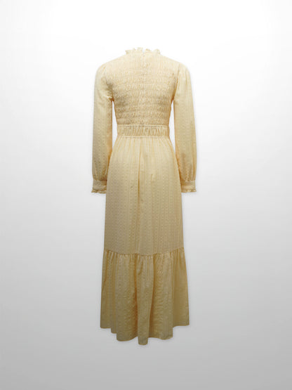 Swiss Dot Ruched Top Dress-Cream-1