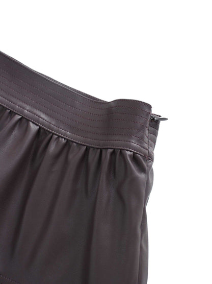 Drop Waist Leather Skirt-Plum-4