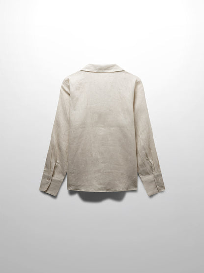Linen Button Down Blouse-Ecru-2