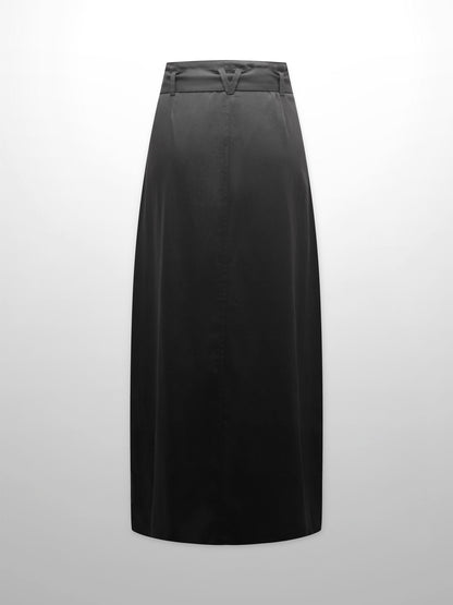Contrast Pocket Skirt-Black-2