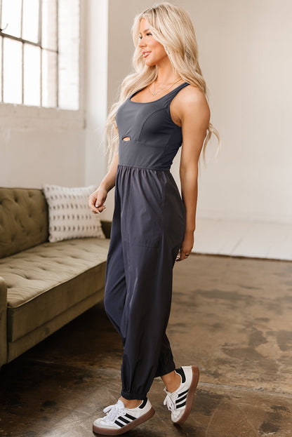 Avianna Back Crossed Straps Hollow Out Jogger Jumpsuit-2