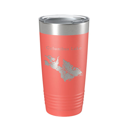 Columbus Lake Map Tumbler Travel Mug Insulated Laser Engraved Coffee Cup Mississippi 20 oz-20