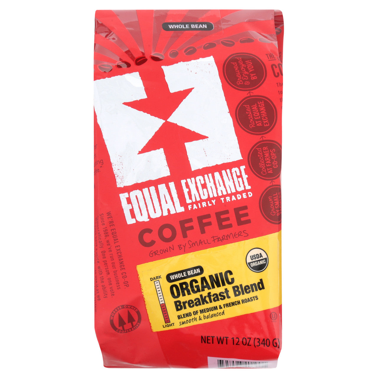 Equal Exchange Breakfast Blend Whole Bean Coffee (6x12 Oz)-4