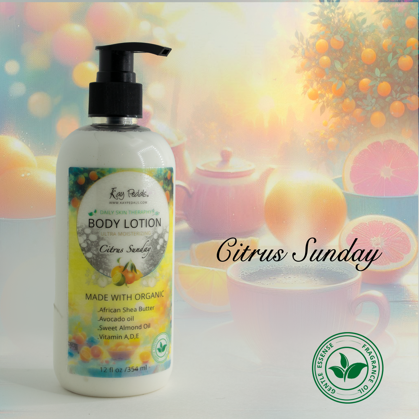 Citrus Sunday Natural Body Lotion Made With Sensitive Skin Fragrance Oil  | Organic Unrefined African Shea Butter | Organic Sweet Almond Oil | Organic Avocado Oil-0