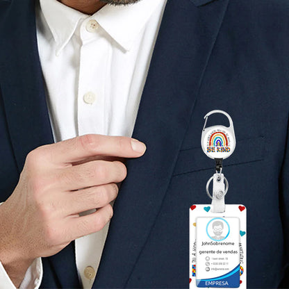 Zinc Alloy Rainbow Lanyard with PVC ID Card Holder