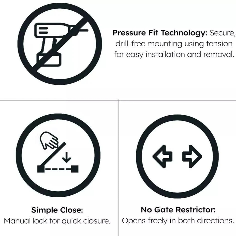 FYLO 3x Baby Safety Stair Gate  Pressure Fit 75-86cm (3 pack)-2