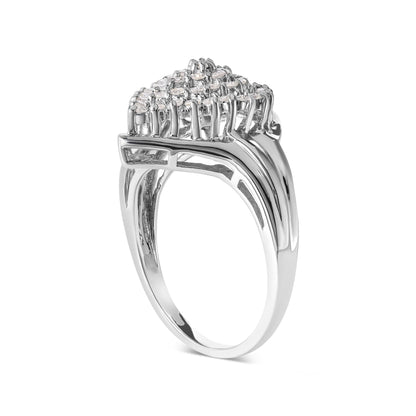 10K White Gold 1/2 Cttw Diamond Pear Shaped Cluster Ring (H-I Color, I1-I2 Clarity)-2