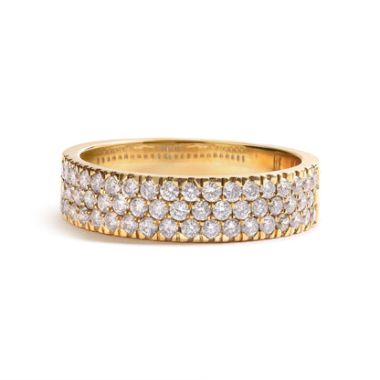 14K Yellow Gold Pave Set 3/4 cttw Multi Row Diamond Band Ring  (H-I Color, SI2-I1 Clarity)-2
