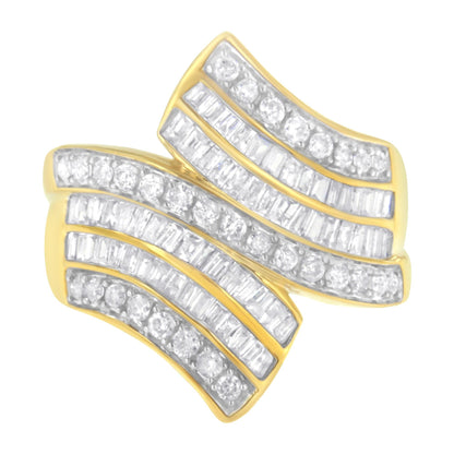 10K Yellow Gold Diamond Bypass Ring (1 1/7 Cttw, I-J Color, I1-I2 Clarity)-2
