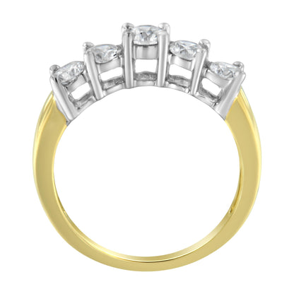 14KT Two Toned Gold 5 Stone Diamond Ring (1 cttw, H-I Color, SI1-SI2 Clarity)-2