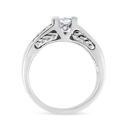 14K White Gold 1 1/4 Cttw Princess Cut Diamond Channel Set Engagement Ring (H-I Color, SI1-SI2 Clarity)-2