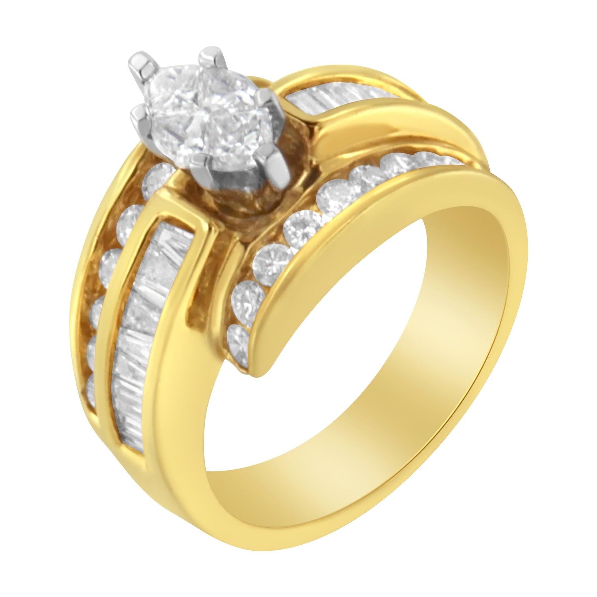 14KT Two-Toned Diamond Cocktail Ring (1 1/3 cttw, H-I Color, SI1-SI2 Clarity)-2