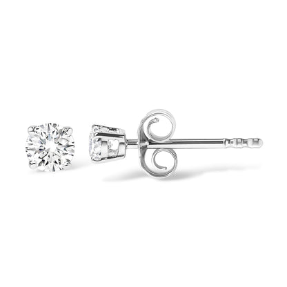 14K White Gold 1.00 Cttw Round Brilliant-Cut Near Colorless Diamond Classic 4-Prong Stud Earrings (H-I Color, I1-I2 Clarity)-2