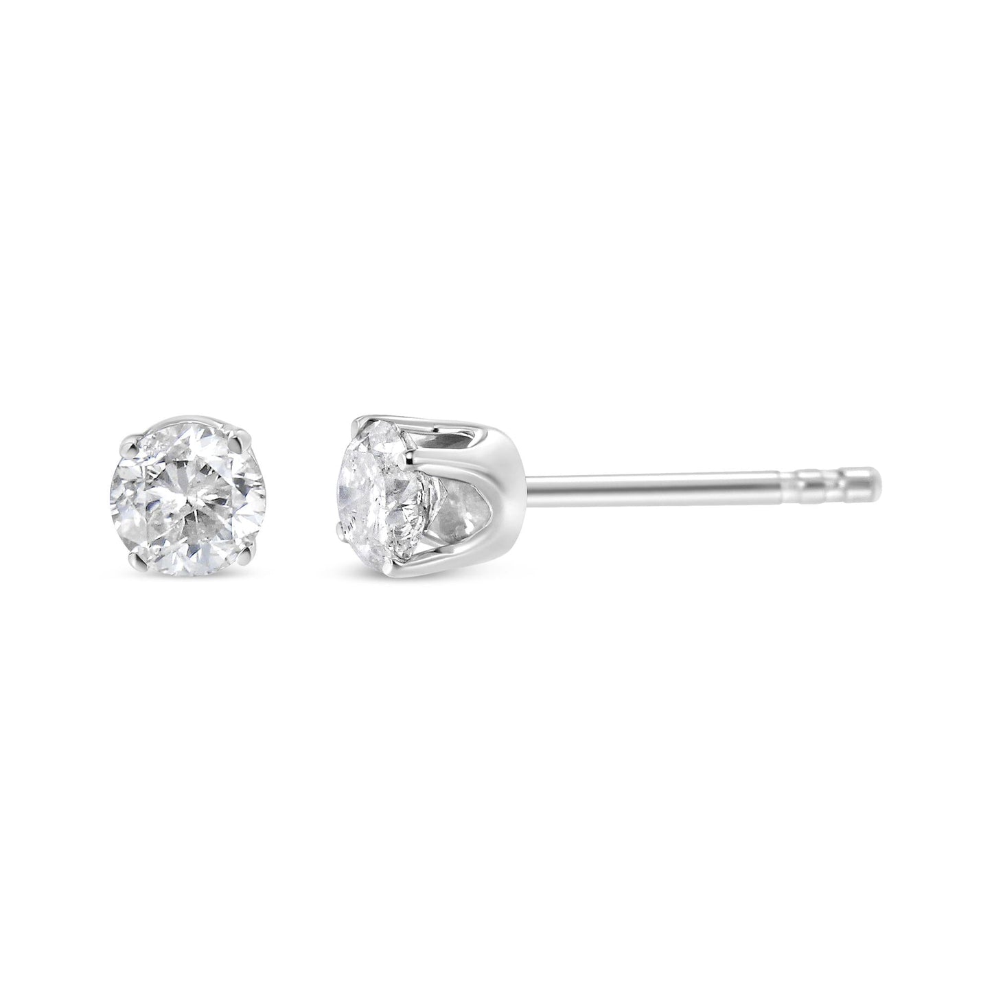 AGS Certified 14K White Gold 1.0 Cttw 4-Prong Set Brilliant Round-Cut Solitaire Diamond Push Back Stud Earrings (G-H Color, SI2-I1 Clarity)-2