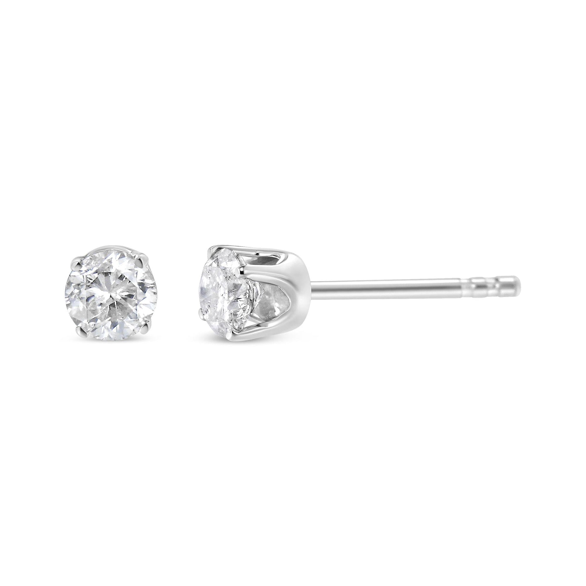 IGI Certified 1.00 Cttw Round Brilliant-Cut Diamond 14K White Gold Classic 4-Prong Solitaire Stud Earrings (H-I Color, I1-I2 Clarity)-2