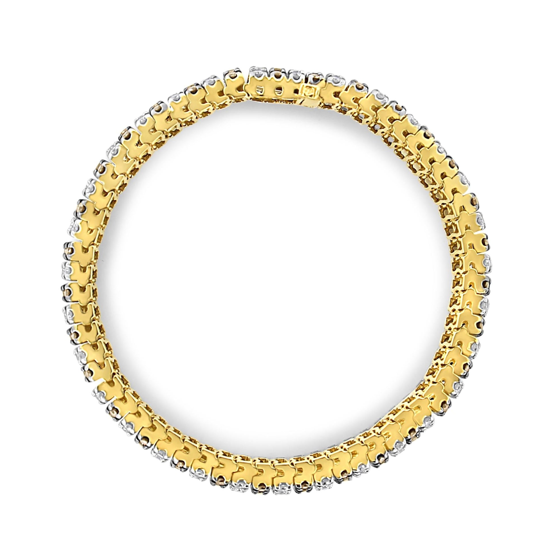 10K Yellow Gold 10 CTW 1/3 Cttw Alternating Coco Color and White Diamond 5 Row Tennis Bracelet (Brown/H-I Color, SI1-SI2 Clarity) - Size 7.25-4