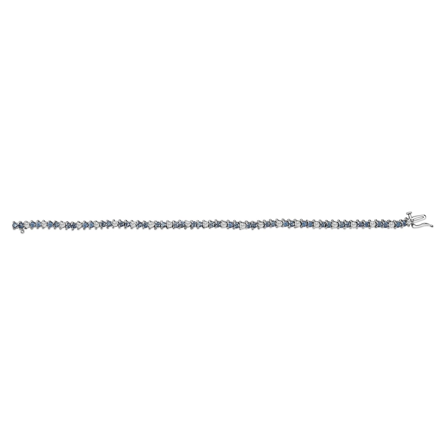 14K White Gold White And Treated Blue Diamond Bracelet (4 5/8 cttw, H-I Color, I1-I2 Clarity)-2