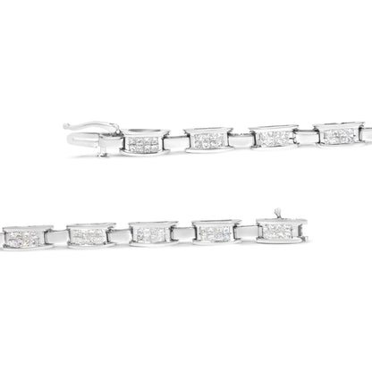 14K White Gold 2.0 Cttw Princess Cut Invisible Set Diamond Rectangular Link Bracelet (I-J Color, I1-I2 Clarity) - 7.25"-2