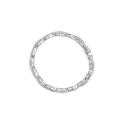 14K White Gold 2.00 Cttw Diamond Swirl and Pear Shape Link Bracelet (I-J Color, I2-I3 Clarity) - 7"-2