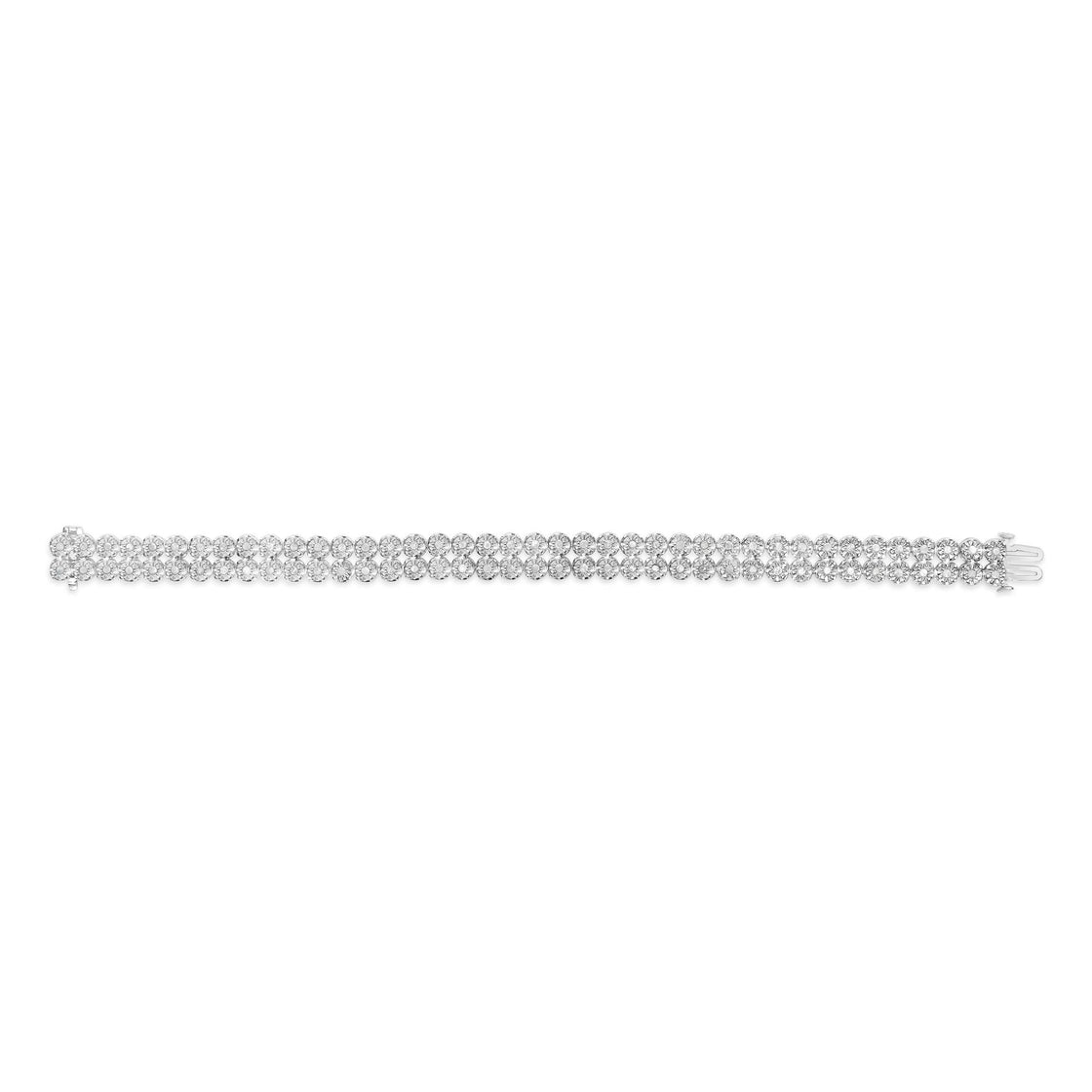 .925 Sterling Silver 2.0 Cttw Miracle Set Diamond 2 Row Link Bracelet - 7" Inches-2