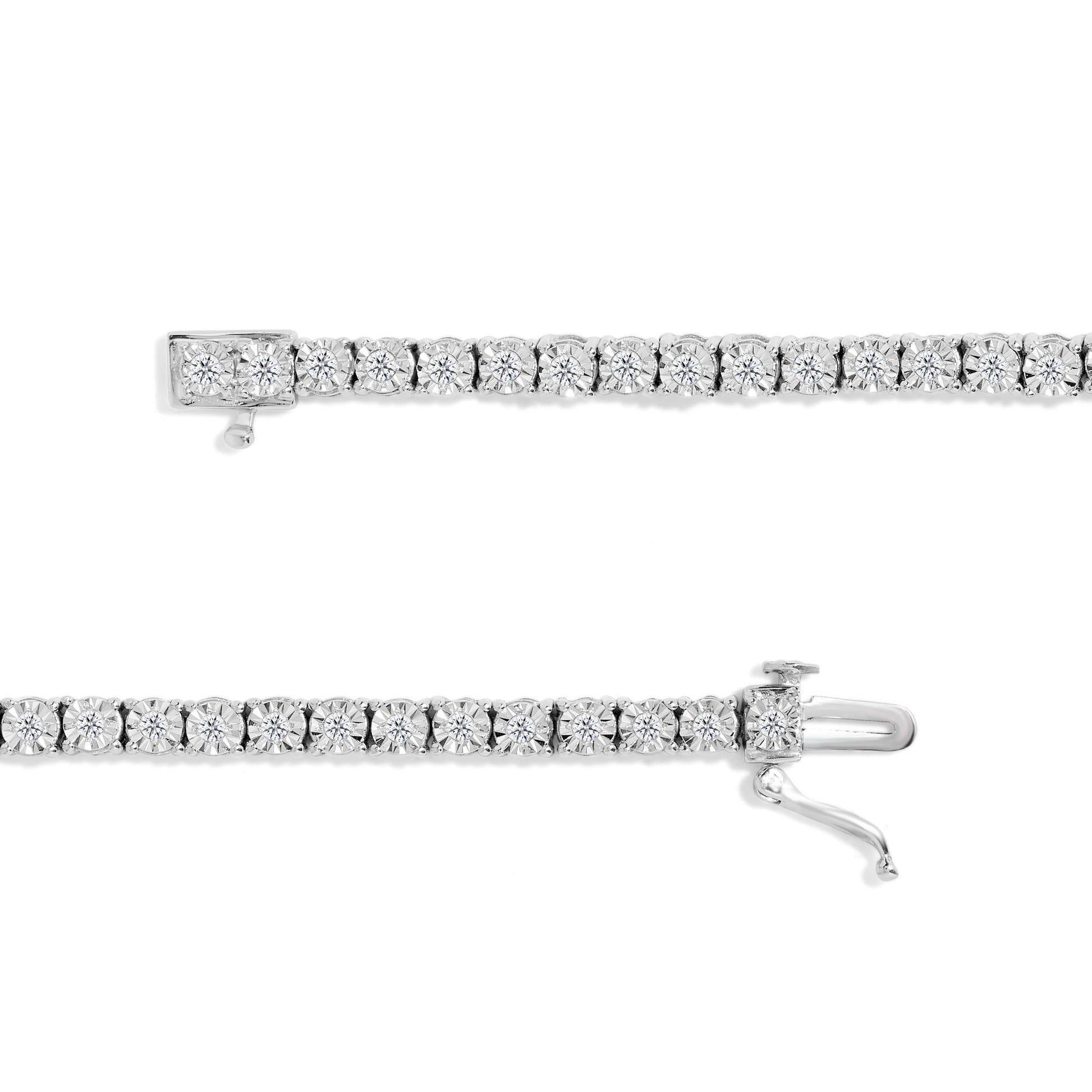 IGI Certified .925 Sterling Silver 1.0 Cttw Miracle-Set Diamond Round Miracle Plate Tennis Bracelet (I-J Color, I3 Clarity)-2