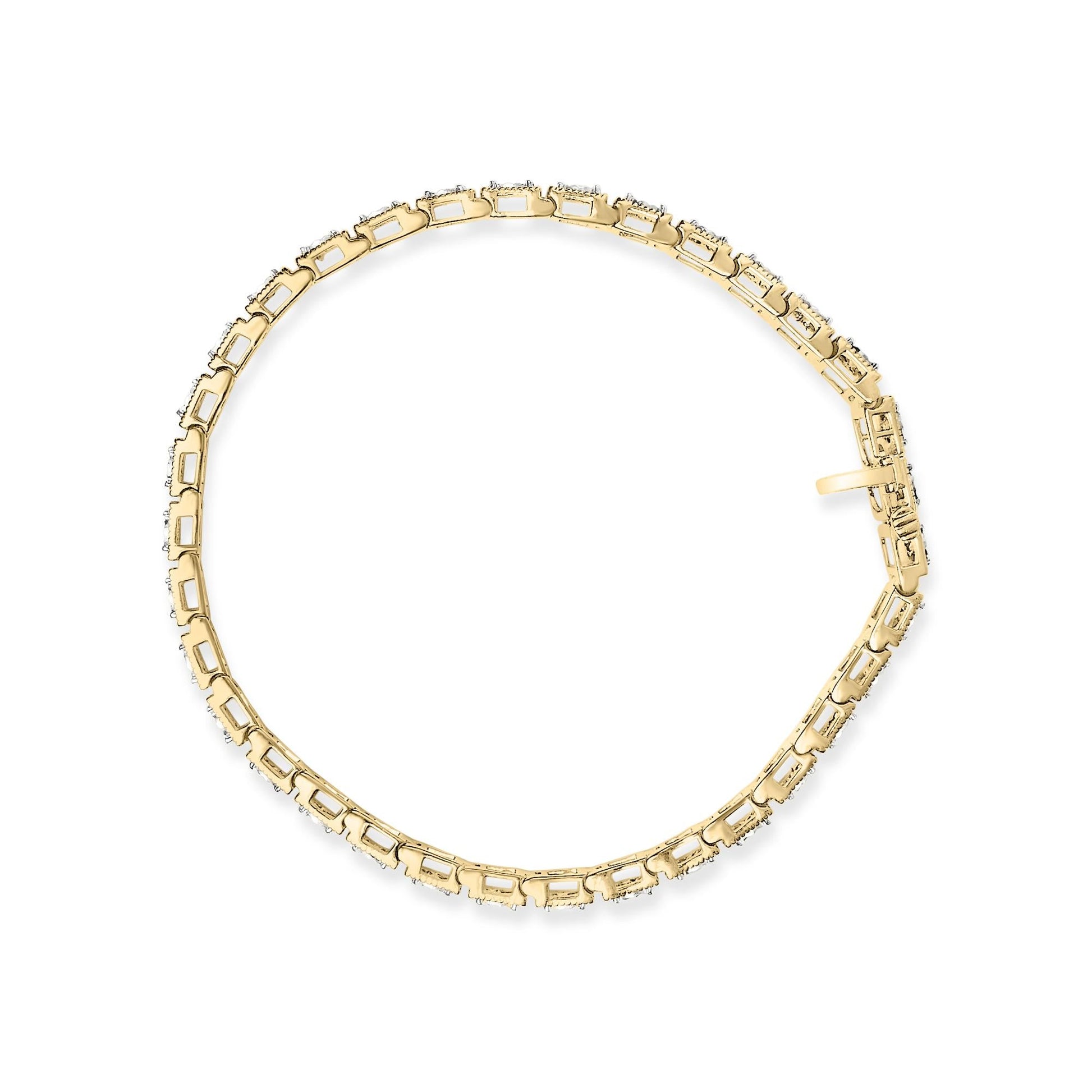 14K Yellow Gold Plated .925 Sterling Silver 1.0 Cttw Miracle Set Diamond Milgrain Link Tennis Bracelet (I-J Color, I2-I3 Clarity) - 7" Inches-2
