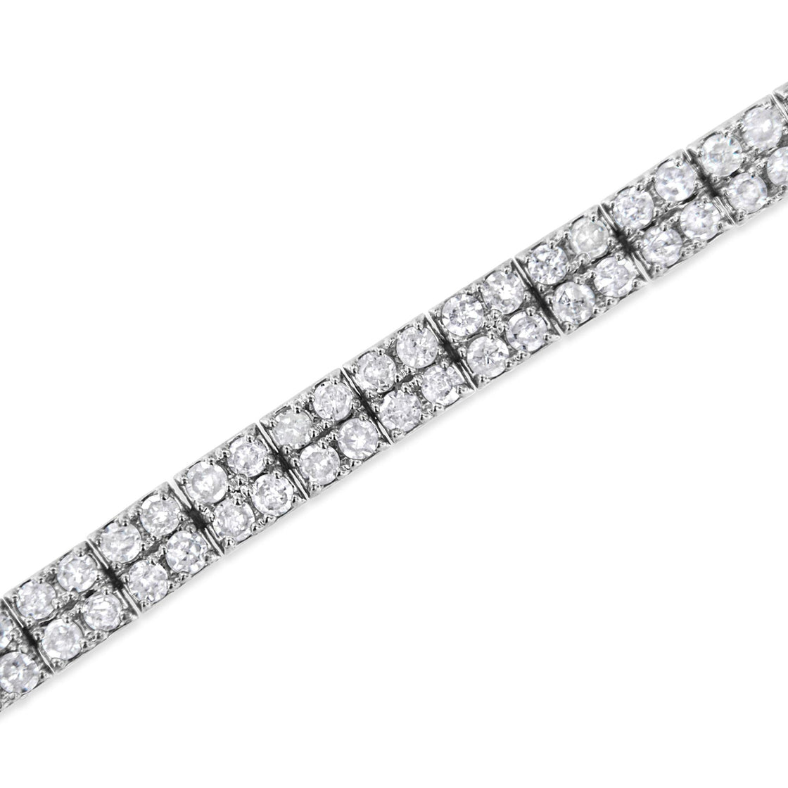 .925 Sterling Silver 3.0 Cttw Prong-Set Round Diamond 2 Row Link Tennis Bracelet (I-J Color, I3 Clarity) - 7.25"-2