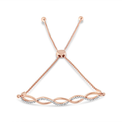 .925 Sterling Silver Diamond Infinity Twist 4”-10” Adjustable Bolo Bracelet (I-J Color, I2-I3 Clarity)-4