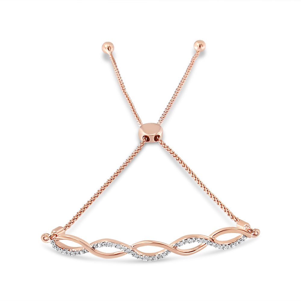 .925 Sterling Silver Diamond Infinity Twist 4”-10” Adjustable Bolo Bracelet (I-J Color, I2-I3 Clarity)-4