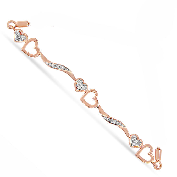 .925 Sterling Silver 1/10 Cttw Diamond Wave and Hearts 4”-10” Adjustable Bolo Bracelet (I-J Color, I3 Clarity)-4