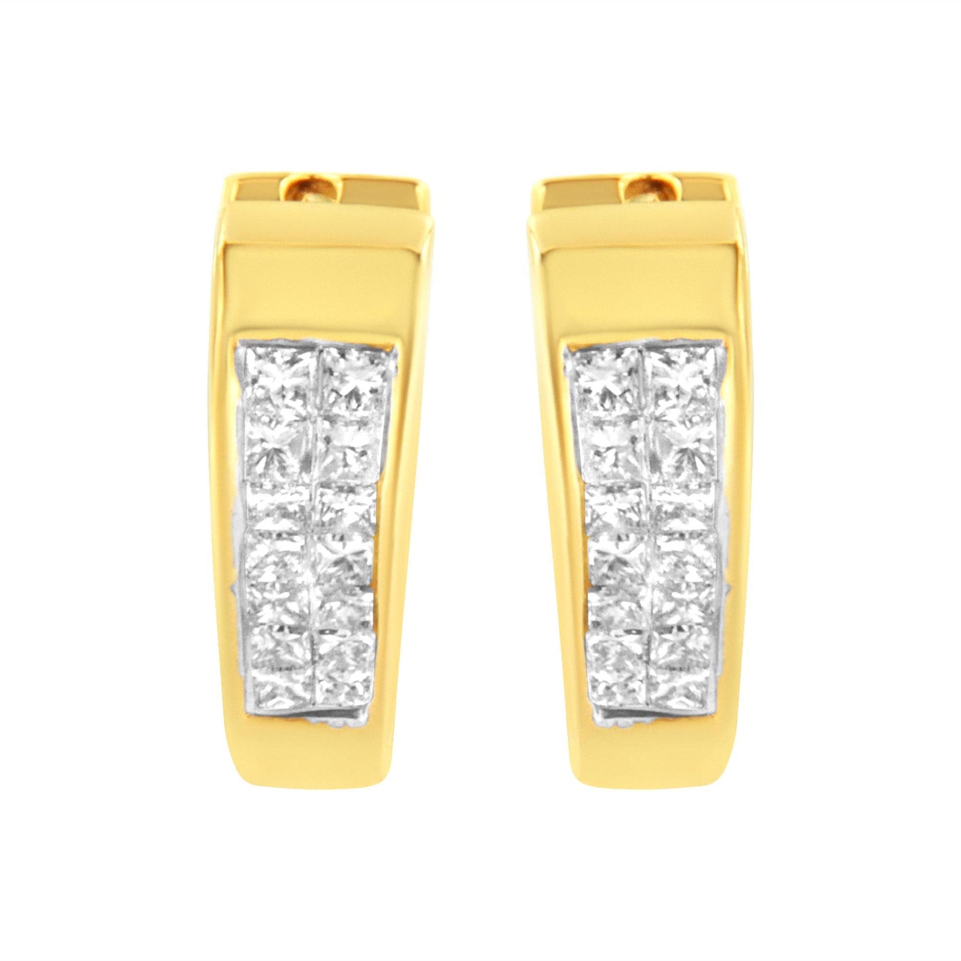 14K Yellow Gold Diamond Huggy Earrings (1/2 cttw, H-I Color, SI2-I1 Clarity)-2