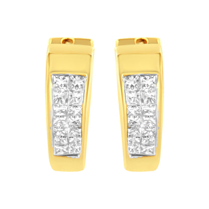 14K Yellow Gold Diamond Huggy Earrings (1/2 cttw, H-I Color, SI2-I1 Clarity)-2