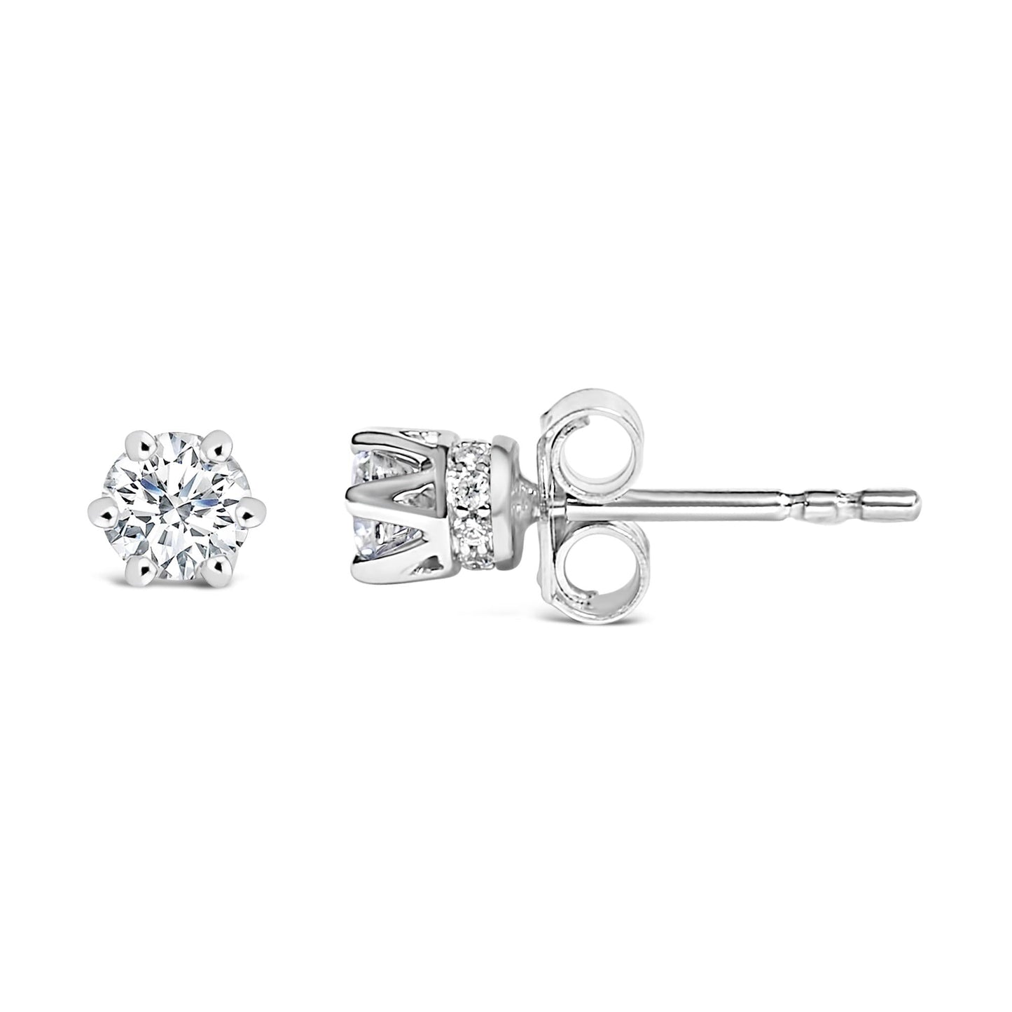 14K White Gold 1/2 Cttw Lab-Grown Diamond 6 Prong Hidden Halo Stud Earrings (F-G Color, VS1-VS2 Clarity)-2