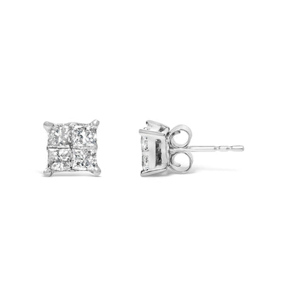 10K White Gold Diamond Stud Earrings (3/4 cttw, H-I Color, SI2-I1 Clarity)-2