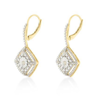 Sterling Silver Rose Diamond Dangle Earring (0.25 cttw, I-J Color, I2-I3 Clarity)-2