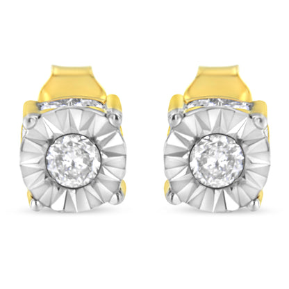 10K Yellow Gold Plated Sterling Silver 1/2 Cttw Miracle Set Diamond Stud Earring (J-K Color, I2-I3 Clarity)-2